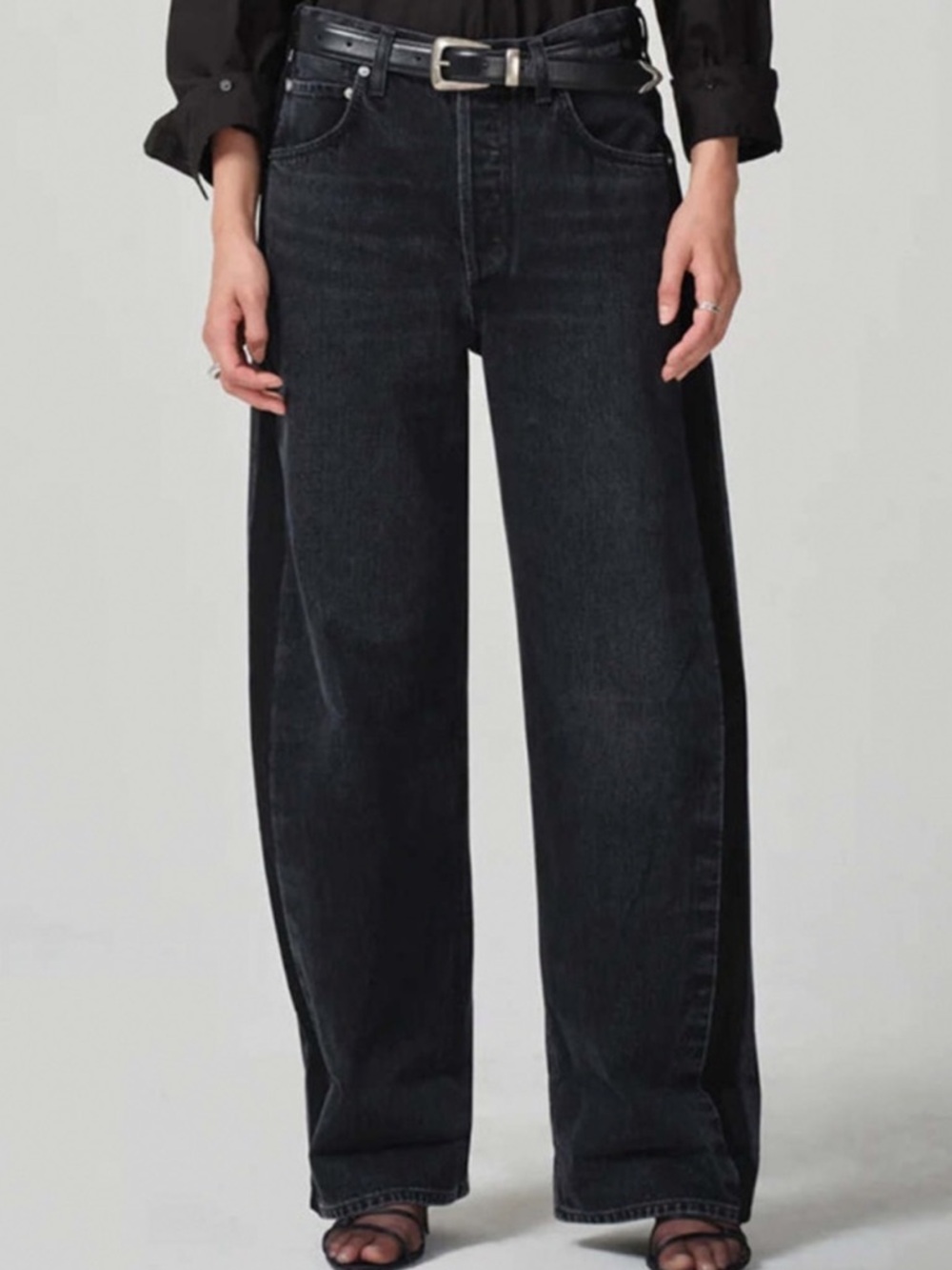 Citizens Of Humanity Ayla High-Rise Wide-Leg Jeans in Black Wash